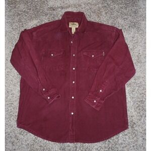 Kilimanjaro Flannel Shirt Men's XL Chamois Heavy Cotton Button Up Burgundy